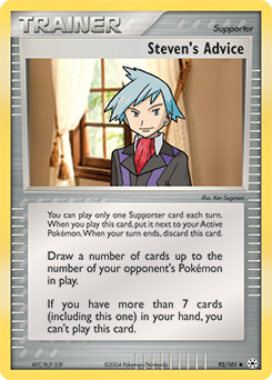 Uncommon Pokémon card Steven's Advice 92/101 from Ex Hidden Legends expansion