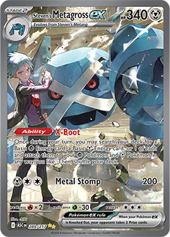Carte Pokémon Illustration spéciale rare Métalosse ex de Pierre 289/217 de la série Héros Transcendants