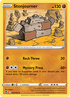 Uncommon Pokémon card Stonjourner 101/195 from Silver Tempest expansion