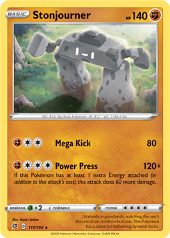 Rare Holo Pokémon card Stonjourner 111/192 from Rebel Clash expansion