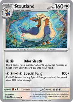 Uncommon Pokémon card Stoutland 76/86 from White Flare expansion