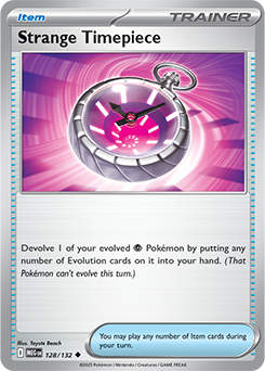Uncommon Pokémon card Strange Timepiece 128/132 from Mega Evolution expansion