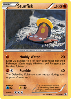 Carte Pokémon Peu commune Stunfisk 83/113 de la série Legendary Treasures