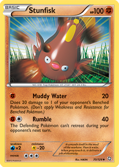 Uncommon Pokémon card Stunfisk 70/124 from Dragons Exalted expansion