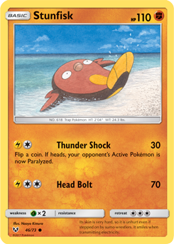 Common Pokémon card Stunfisk 46/73 from Shining Legends expansion