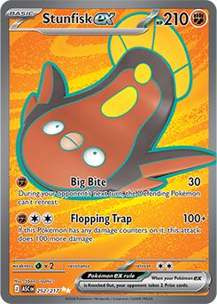 Ultra rare Pokémon card Stunfisk ex 252/217 from Ascended Heroes expansion