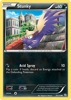 Common Pokémon card Stunky 76/124 from Dragons Exalted expansion