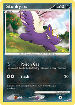 Stunky 76/100 Pokémon card from Majestic Dawn for sale at best price