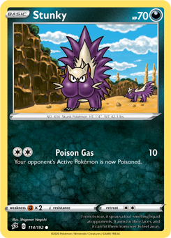 Common Pokémon card Stunky 114/192 from Rebel Clash expansion