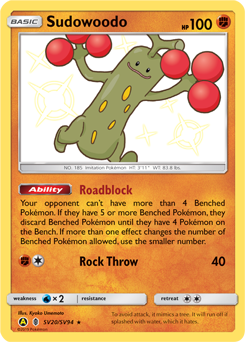 Shining Pokémon Pokémon card Sudowoodo SV20/SV94 from Hidden Fates expansion