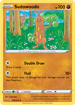 Uncommon Pokémon card Sudowoodo 100/202 from Sword & Shield expansion