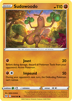 Common Pokémon card Sudowoodo 094/196 from Lost Origin expansion