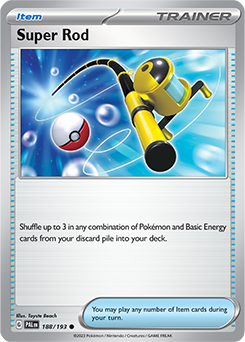 Common Pokémon card Super Rod 188/193 from Paldea Evolved expansion