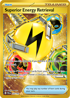 Hyper rare Pokémon card Superior Energy Retrieval 277/193 from Paldea Evolved expansion