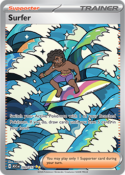 Carte Pokémon Illustration spéciale rare Surfeur 293/217 de la série Héros Transcendants