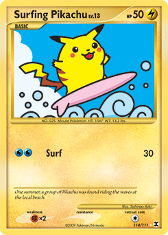 Surfing Pikachu 114/111 Pokémon card from Rising Rivals for sale at best price