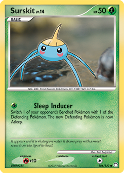 Common Pokémon card Surskit 104/123 from Mysterious Treasures expansion