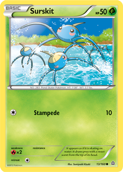 Common Pokémon card Surskit 13/160 from Primal Clash expansion