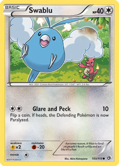 Common Pokémon card Swablu 103/113 from Legendary Treasures expansion