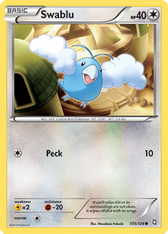 Common Pokémon card Swablu 105/124 from Dragons Exalted expansion