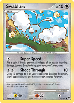 Common Pokémon card Swablu 86/106 from Great Encounters expansion