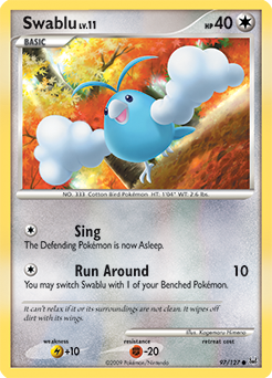 Common Pokémon card Swablu 97/127 from Platinuim expansion