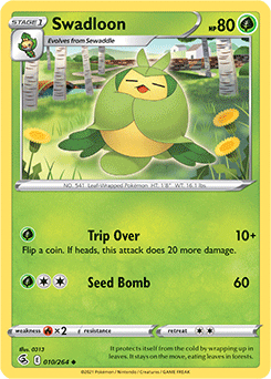Uncommon Pokémon card Swadloon 10/264 from Fusion Strike expansion