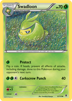 Uncommon Pokémon card Swadloon 6/119 from Phantom Forces expansion