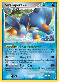 Rare holo Pokémon card Swampert 12/147 from Supreme Victors expansion