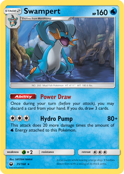 Rare Pokémon card Swampert 35/168 from Celestial Storm expansion