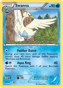 Rare Pokémon card Swanna 37/114 from Black & White expansion