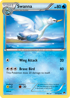 Uncommon Pokémon card Swanna 37/122 from Breakpoint expansion