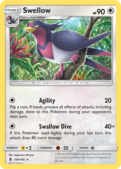Swellow 104/145 Pokémon card from Guardians Rising for sale at best price