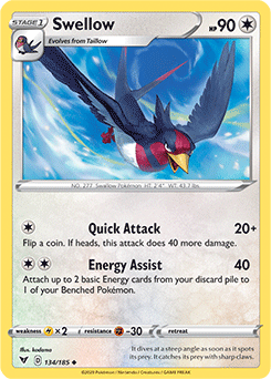 Swellow 134/185 Pokémon card from Vivid Voltage for sale at best price