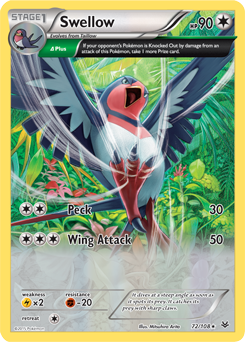 Swellow 72/108 Pokémon card from Roaring Skies for sale at best price