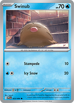 Common Pokémon card Swinub 23/94 from Phantasmal Flames expansion