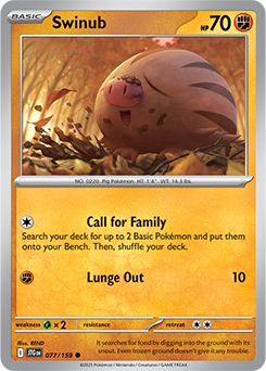 Common Pokémon card Swinub 77/159 from Journey Together expansion