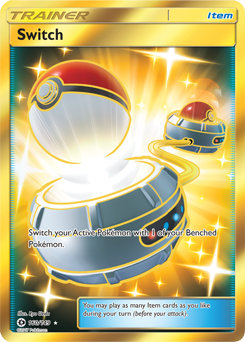 Secret Gold Pokémon card Switch 160/149 from Sun & Moon expansion