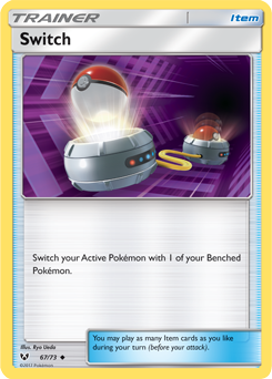 Uncommon Pokémon card Switch 67/73 from Shining Legends expansion