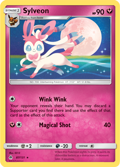 Rare Pokémon card Sylveon 87/131 from Forbidden Light expansion