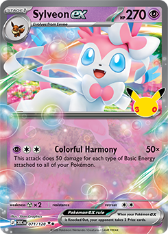 Double rare Pokémon card Sylveon ex 071/128 from 30th Celebration expansion