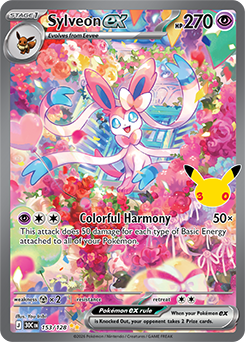 Special illustration rare Pokémon card Sylveon ex 153/128 from 30th Celebration expansion