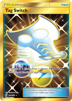 Secret Gold Pokémon card Tag Switch 254/236 from Unified Minds expansion
