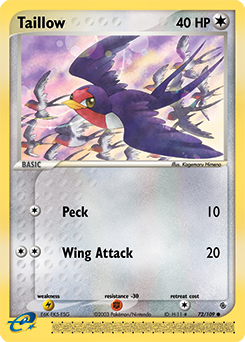 Taillow 72/109 Pokémon card from Ex Ruby & Sapphire for sale at best price