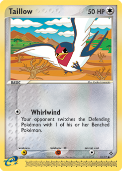 Common Pokémon card Taillow 76/97 from Ex Dragon expansion