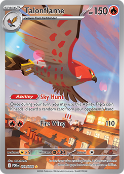 Illustration rare Pokémon card Talonflame 91/88 from Perfect Order expansion
