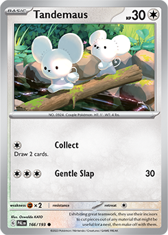 Common Pokémon card Tandemaus 166/193 from Paldea Evolved expansion