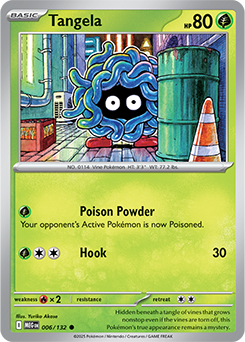 Common Pokémon card Tangela 6/132 from Mega Evolution expansion