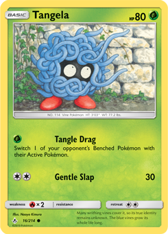 Common Pokémon card Tangela 16/214 from Unbroken Bonds expansion