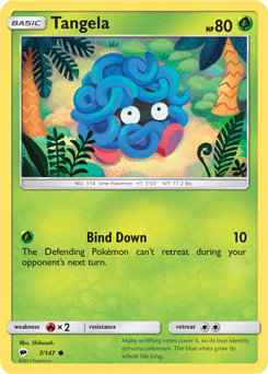 Common Pokémon card Tangela 7/147 from Burning Shadows expansion